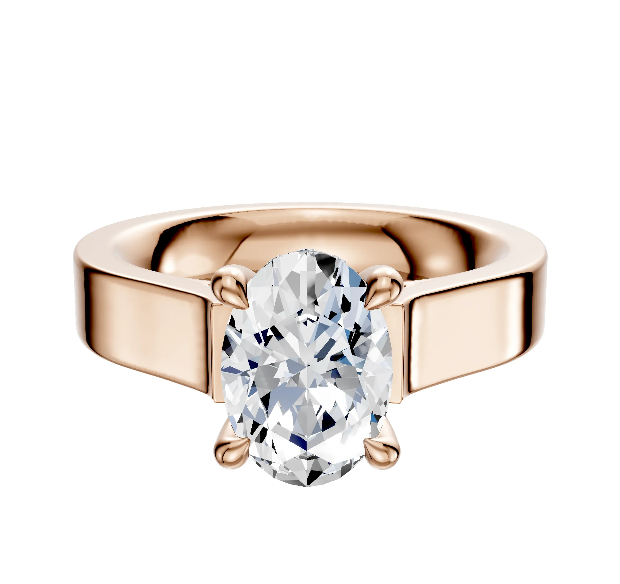 14K Rose Gold 4 Prong Hidden Halo Cathedral Flat 4.0mm Engagement Ring sold by Effy