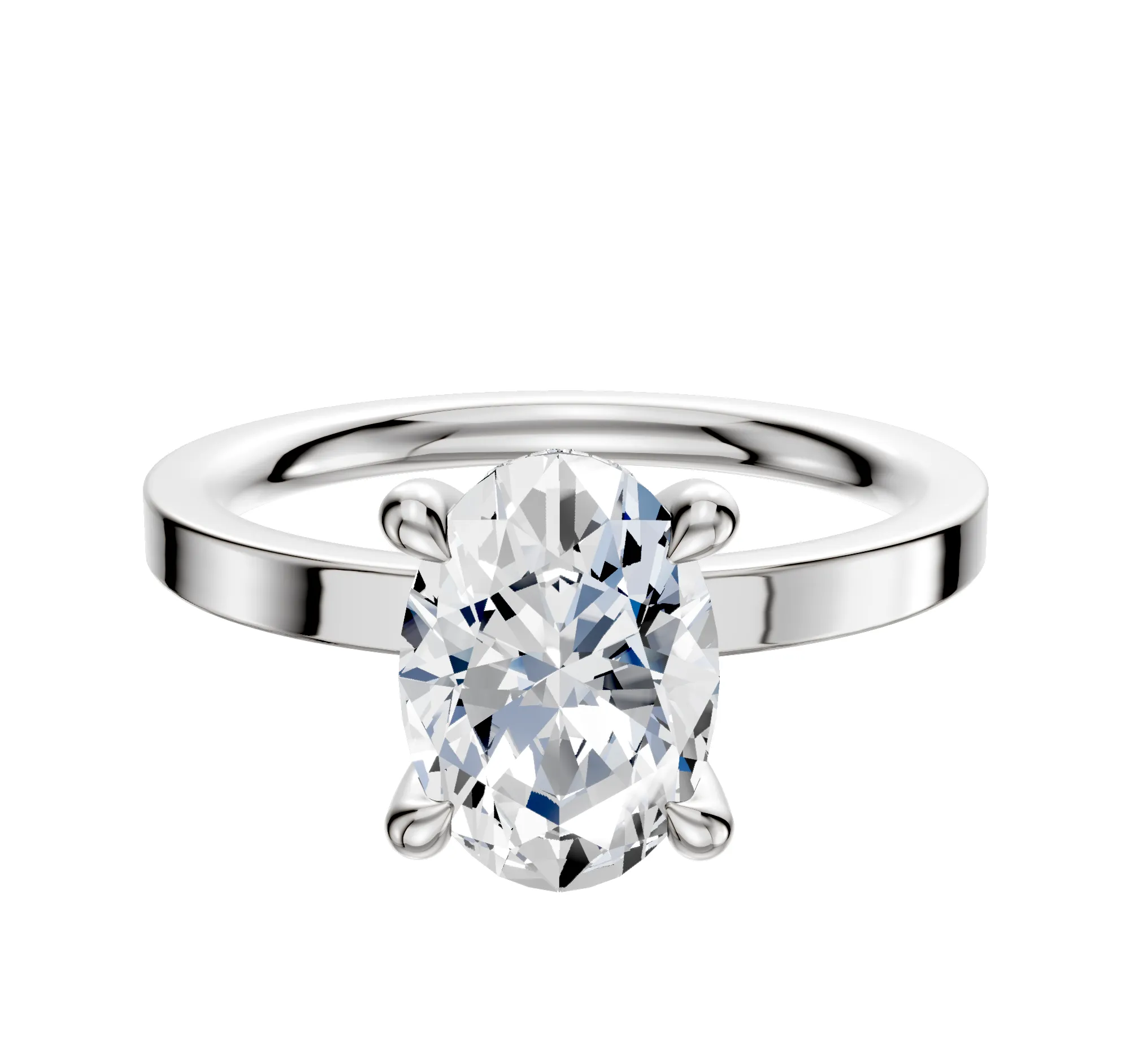 14K White Gold 4 Prong Hidden Halo Classic Flat 2.0mm Engagement Ring sold by Effy