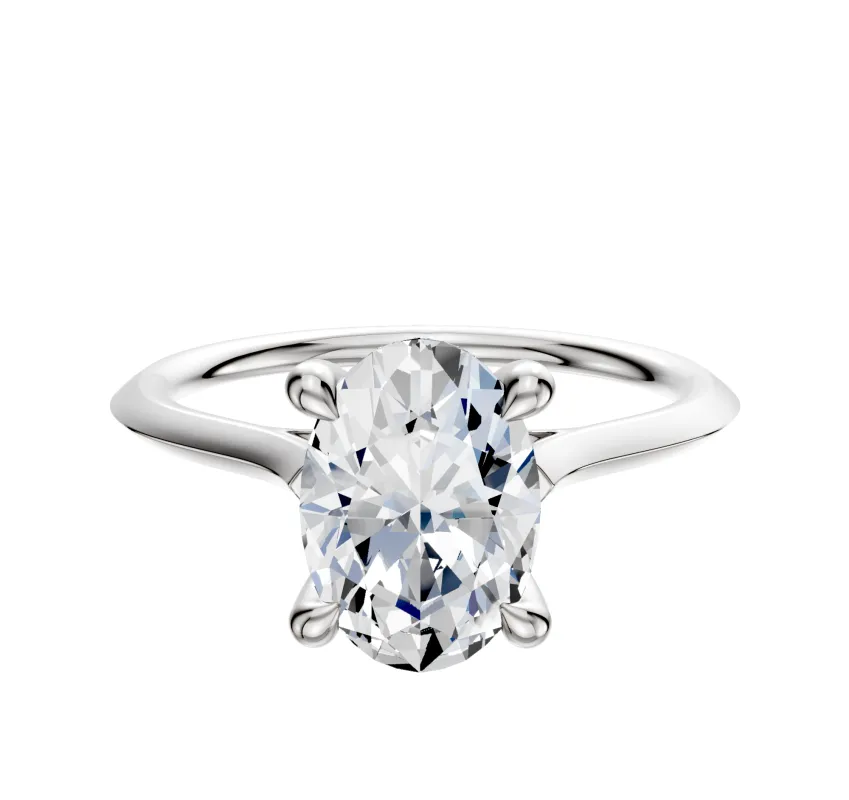 14K White Gold 4 Prong Hidden Halo Cathedral Knife Edge 1.5mm Engagement Ring sold by Effy