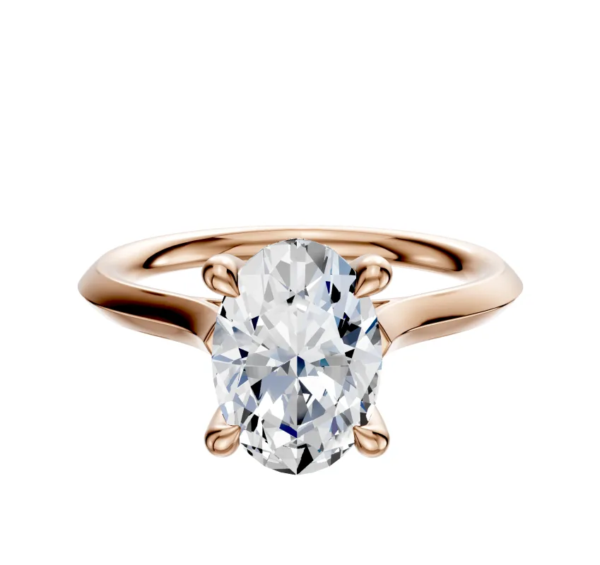 18K Rose Gold 4 Prong Hidden Halo Cathedral Knife Edge 2.0mm Engagement Ring sold by Effy