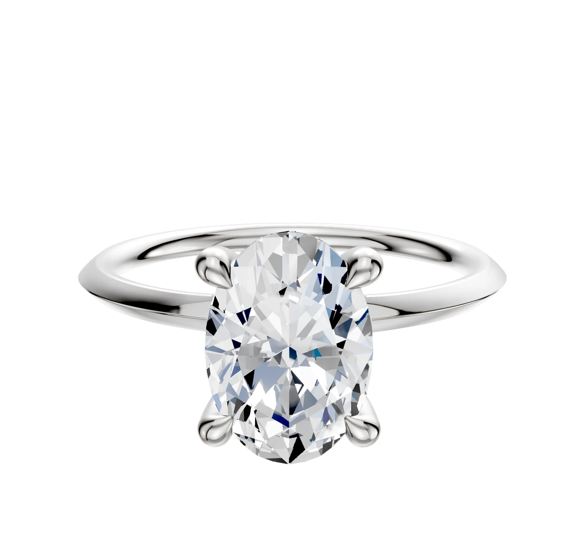 14K White Gold 4 Prong Hidden Halo Classic Knife Edge 1.5mm Engagement Ring sold by Effy