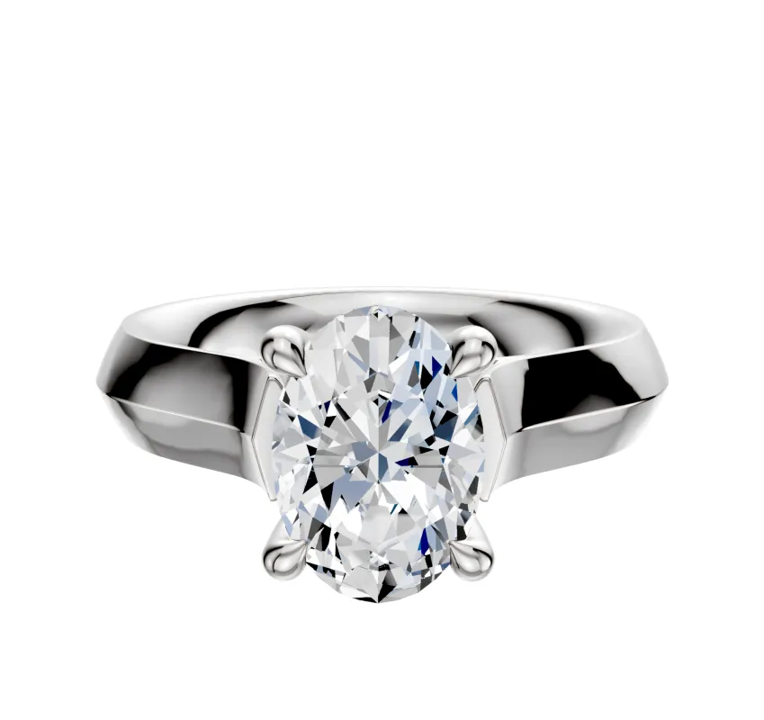 Platinum 4 Prong Hidden Halo Cathedral Knife Edge 4.0mm Engagement Ring made by Effy