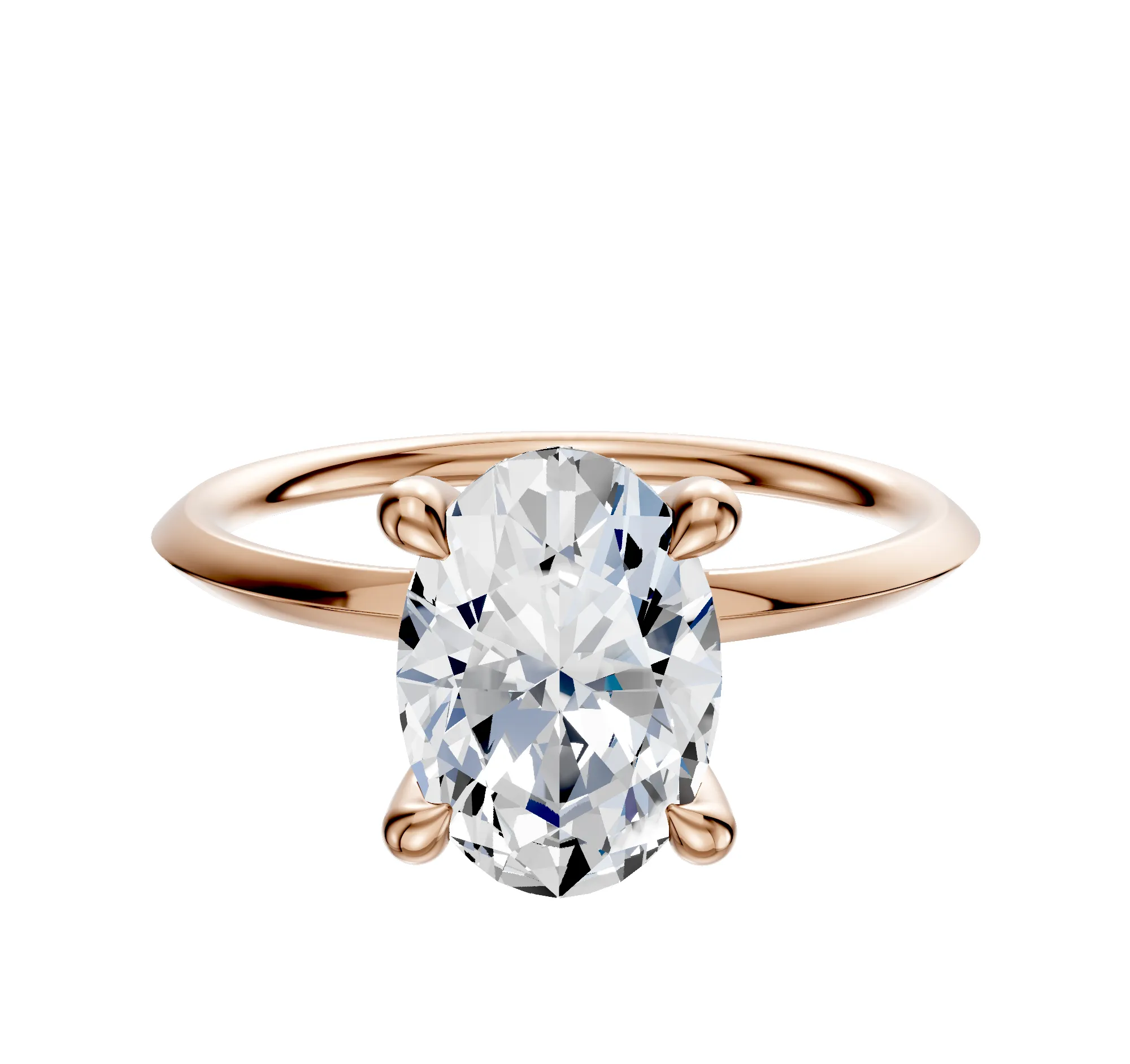 14K Rose Gold 4 Prong Hidden Halo Classic Knife Edge 1.5mm Engagement Ring sold by Effy