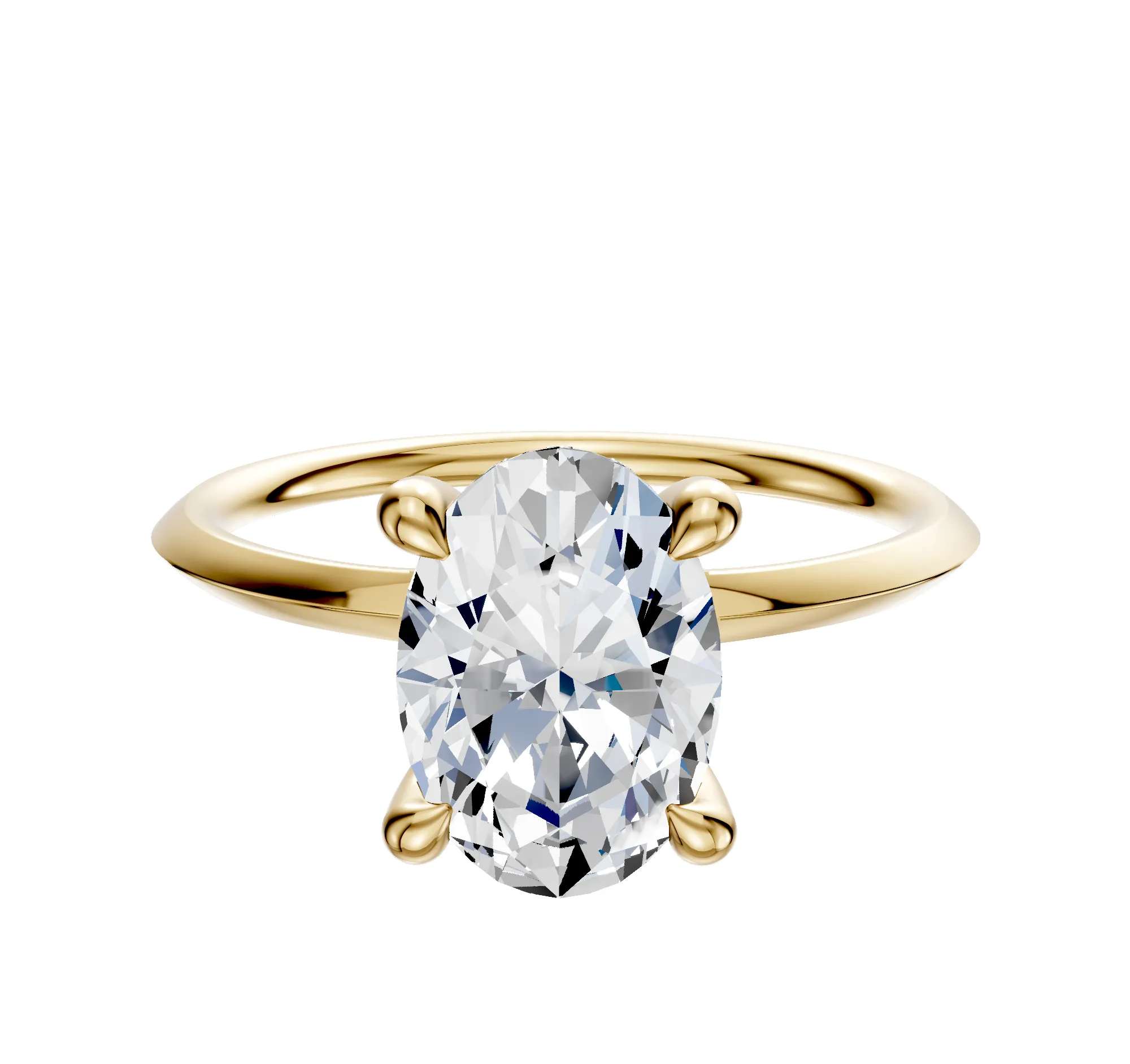 18K Yellow Gold 4 Prong Hidden Halo Classic Knife Edge 1.5mm Engagement Ring sold by Effy