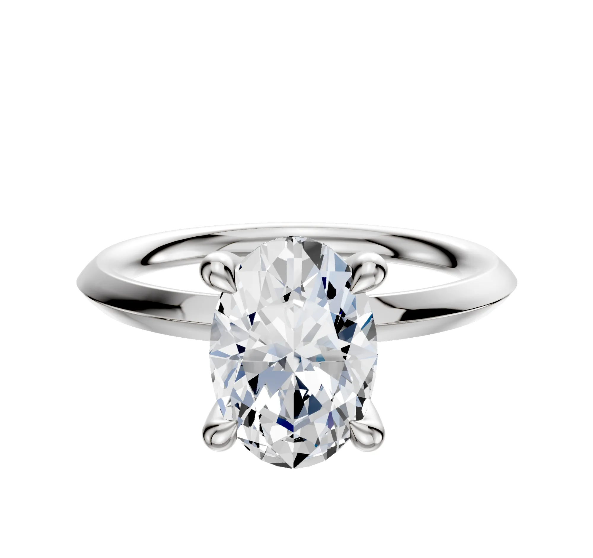 14K White Gold 4 Prong Hidden Halo Classic Knife Edge 2.0mm Engagement Ring sold by Effy
