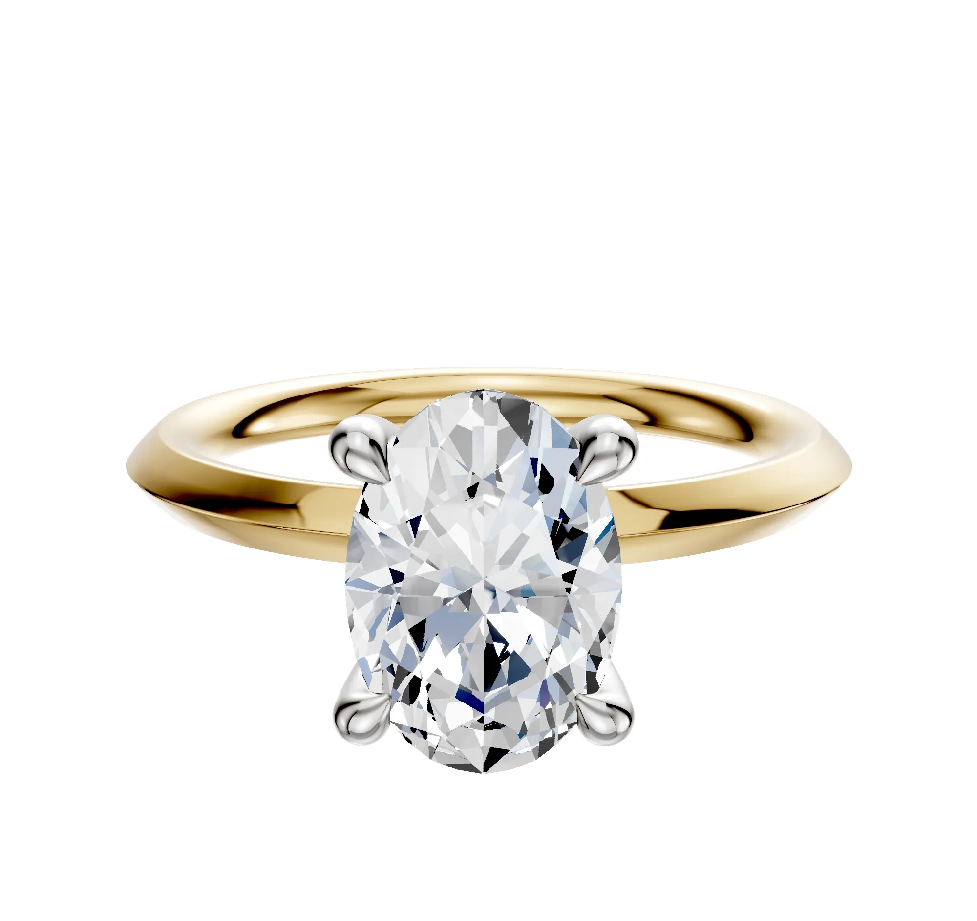 18K Two Tone 4 Prong Hidden Halo Classic Knife Edge 2.0mm Engagement Ring sold by Effy