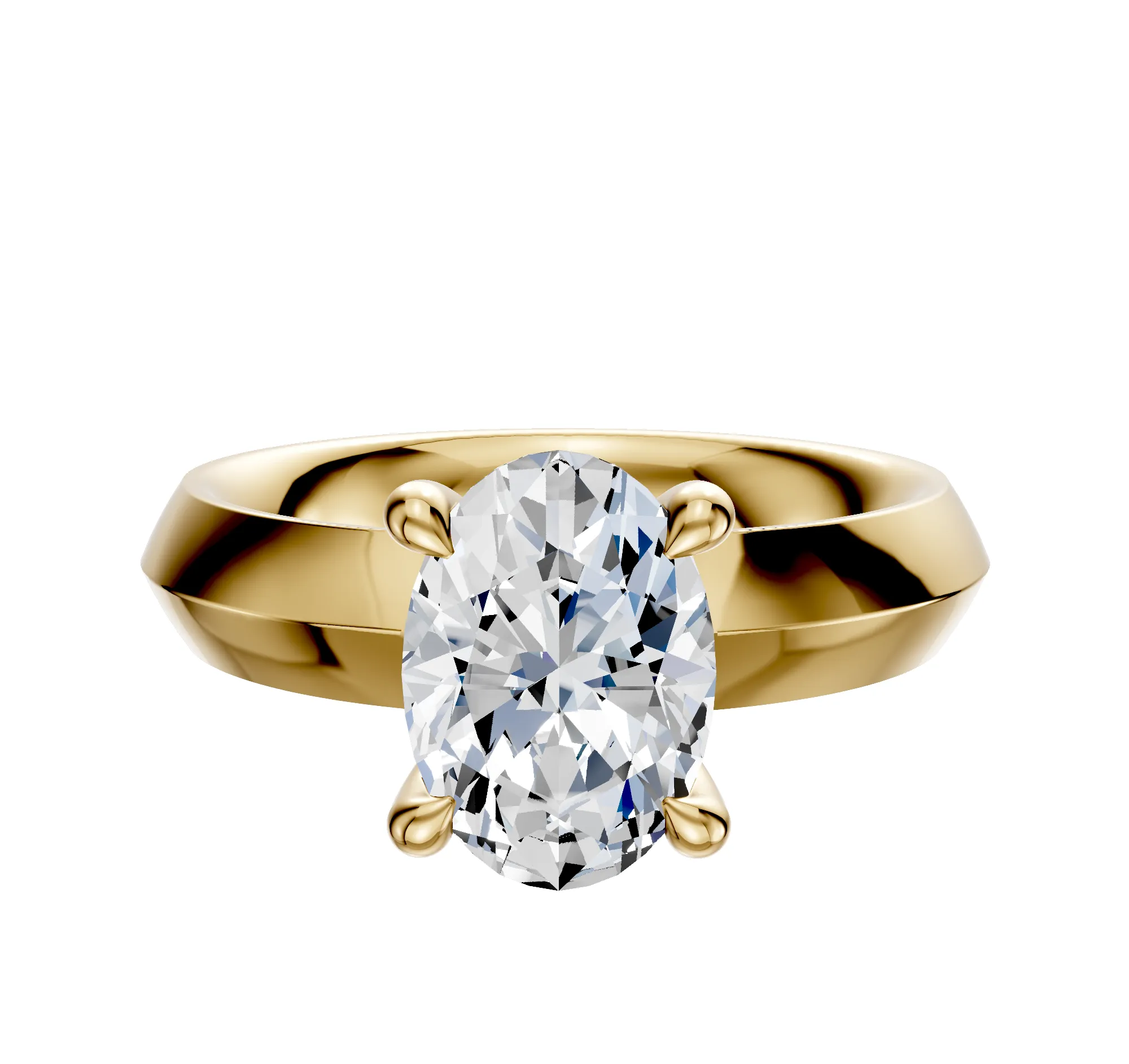18K Yellow Gold 4 Prong Hidden Halo Classic Knife Edge 4.0mm Engagement Ring sold by Effy