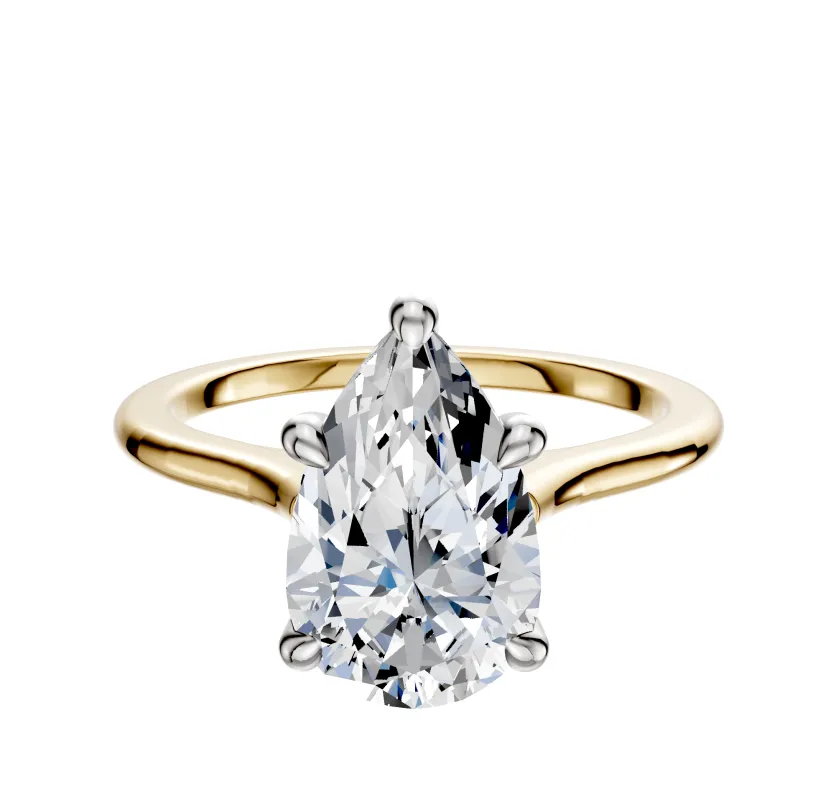 14K Two Tone 4 Prong Hidden Halo Cathedral Dome 1.5mm Engagement Ring made by Effy
