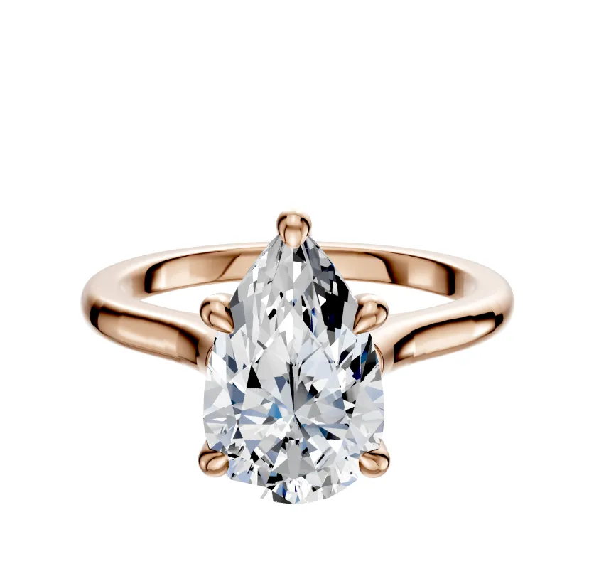 14K Rose Gold 4 Prong Hidden Halo Cathedral Dome 2.0mm Engagement Ring made by Effy