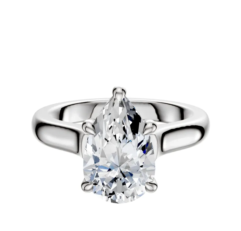 14K White Gold 4 Prong Hidden Halo Cathedral Dome 3.0mm Engagement Ring made by Effy