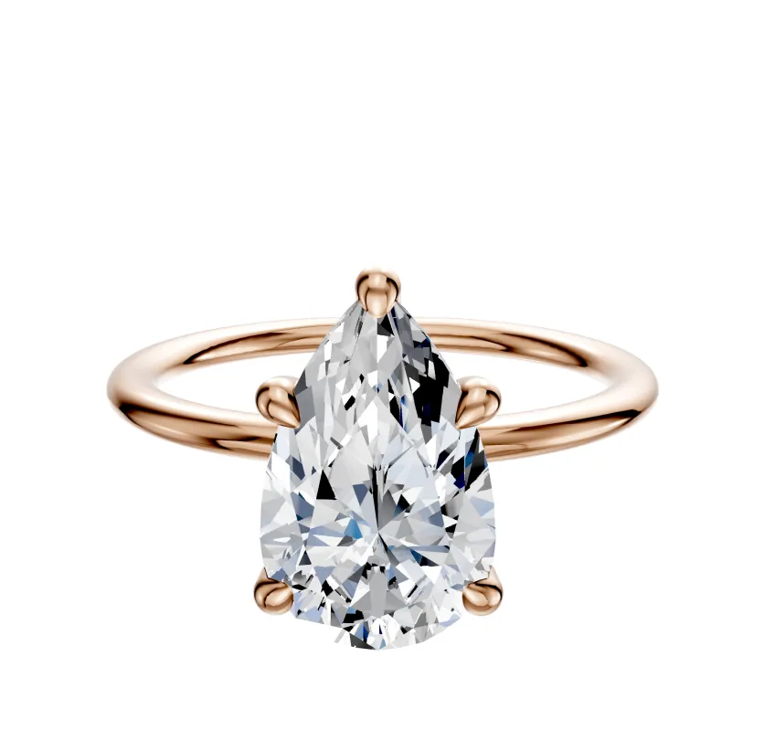 14K Rose Gold 4 Prong Hidden Halo Classic Dome 1.5mm Engagement Ring sold by Effy