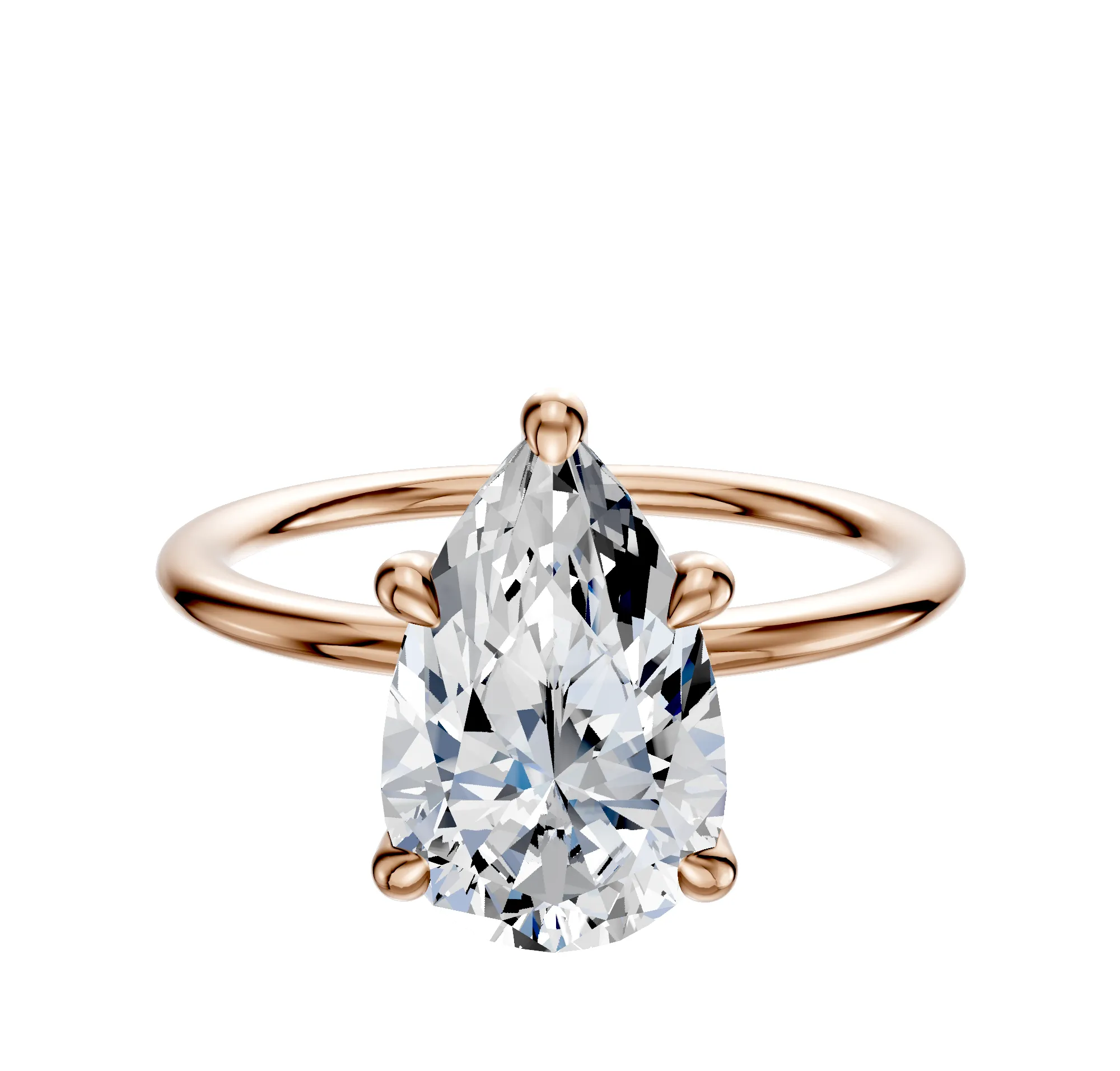 18K Rose Gold 4 Prong Hidden Halo Classic Dome 1.5mm Engagement Ring sold by Effy