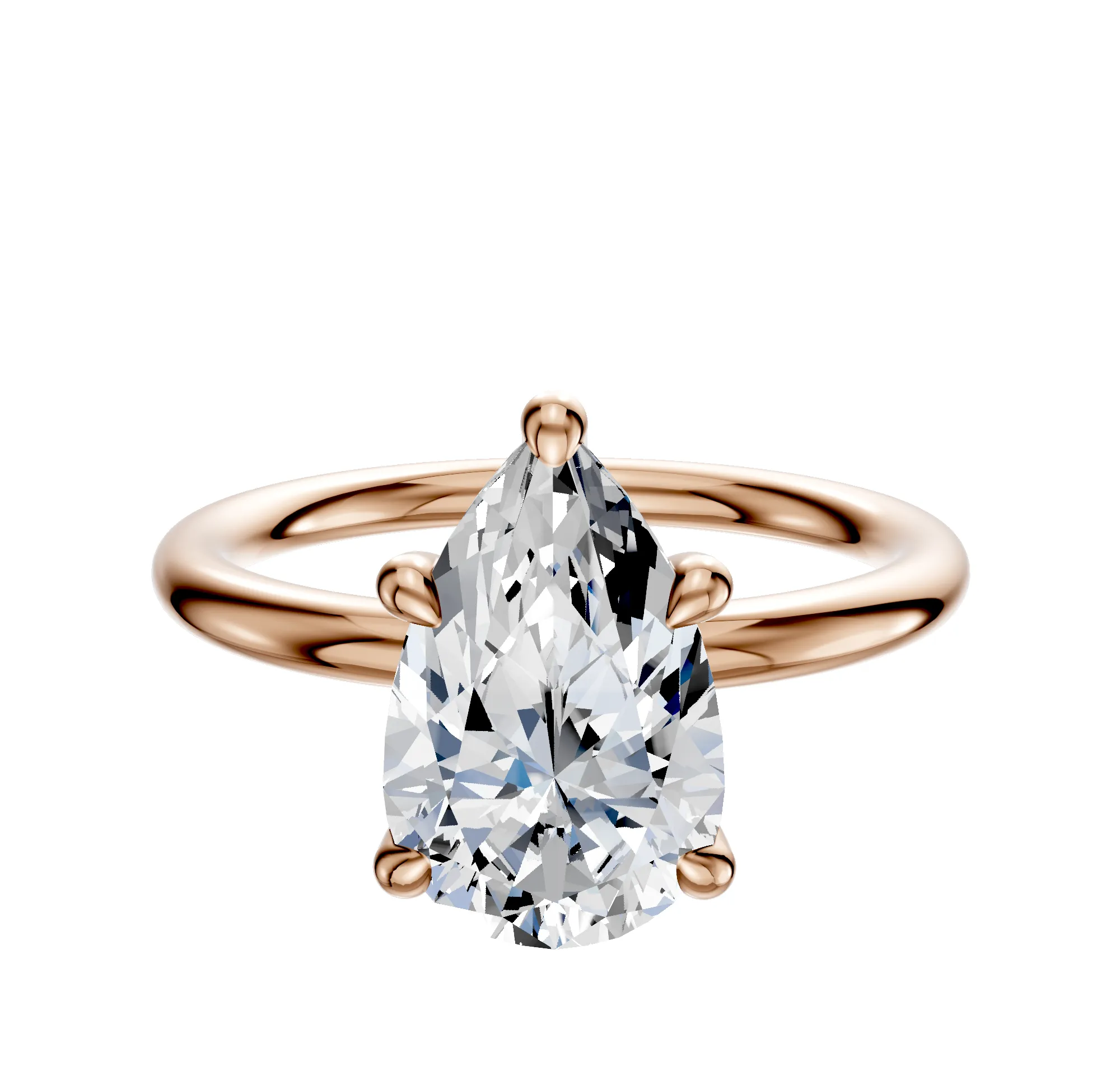 18K Rose Gold 4 Prong Hidden Halo Classic Dome 2.0mm Engagement Ring sold by Effy