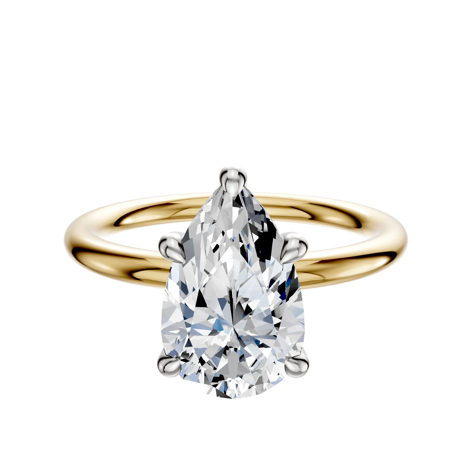 18K Two Tone 4 Prong Hidden Halo Classic Dome 2.0mm Engagement Ring sold by Effy