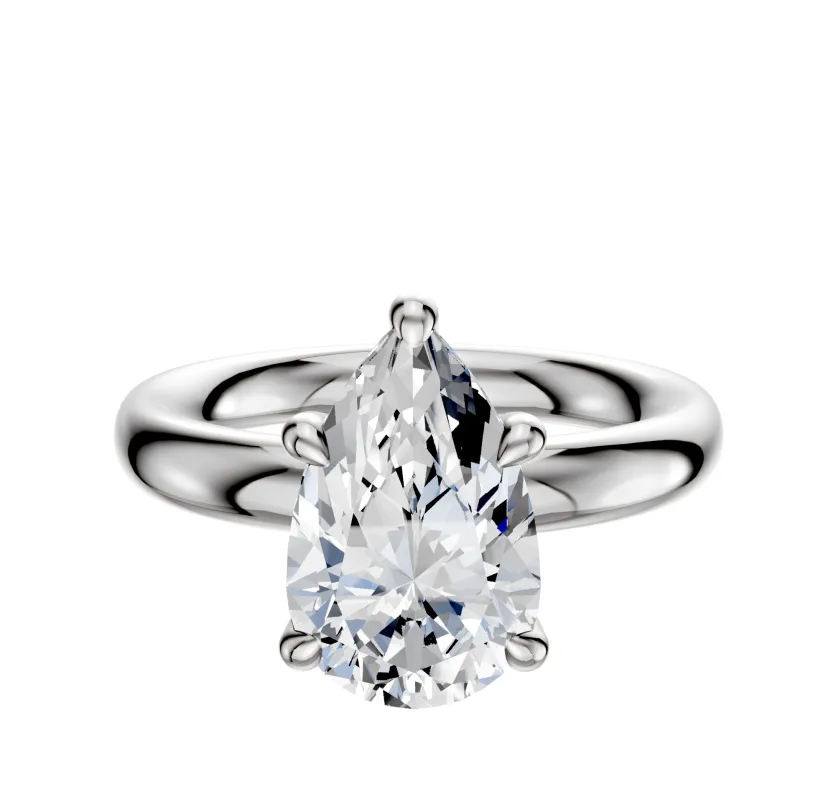 14K White Gold 4 Prong Hidden Halo Classic Dome 3.0mm Engagement Ring sold by Effy