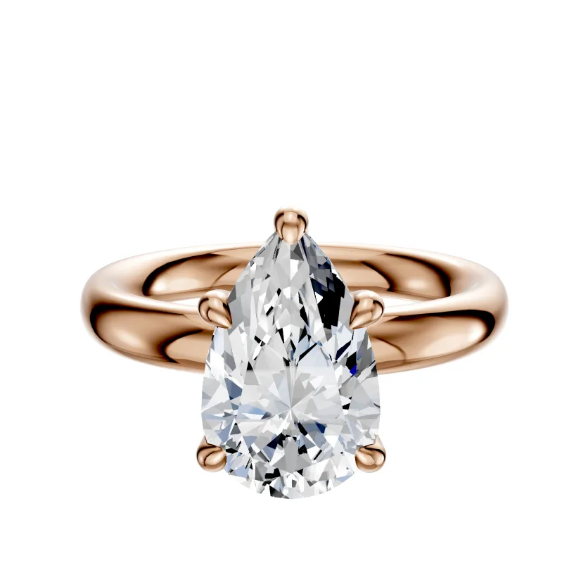 14K Rose Gold 4 Prong Hidden Halo Classic Dome 3.0mm Engagement Ring sold by Effy