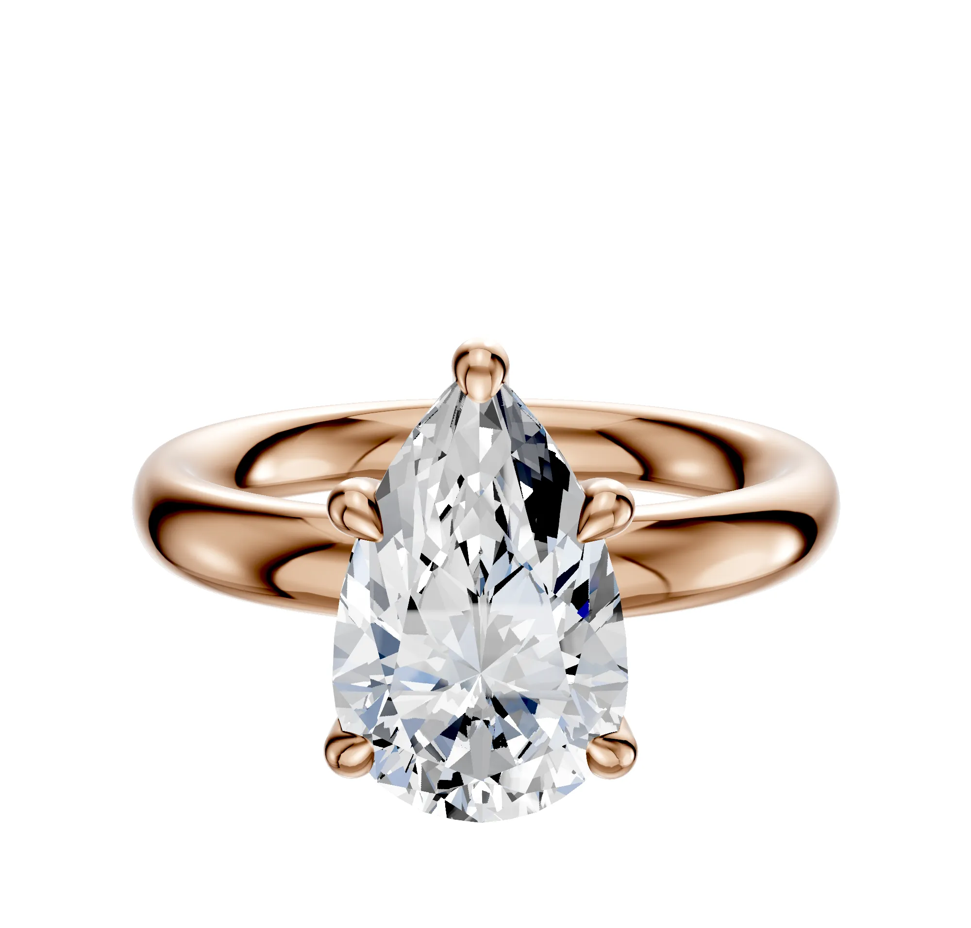 18K Rose Gold 4 Prong Hidden Halo Classic Dome 3.0mm Engagement Ring sold by Effy