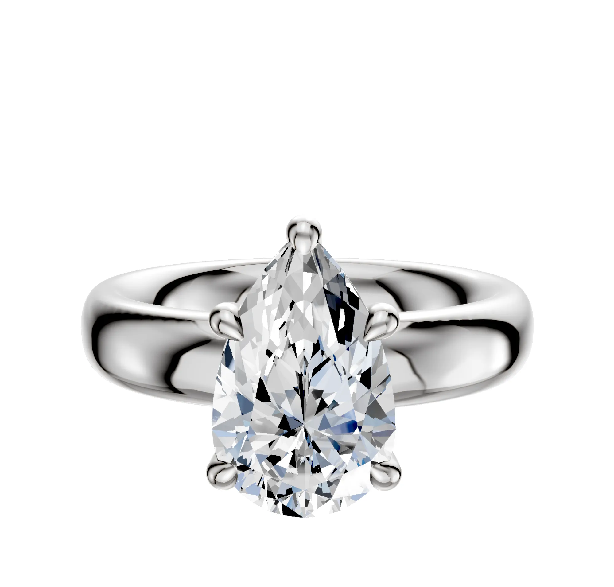 14K White Gold 4 Prong Hidden Halo Classic Dome 4.0mm Engagement Ring sold by Effy