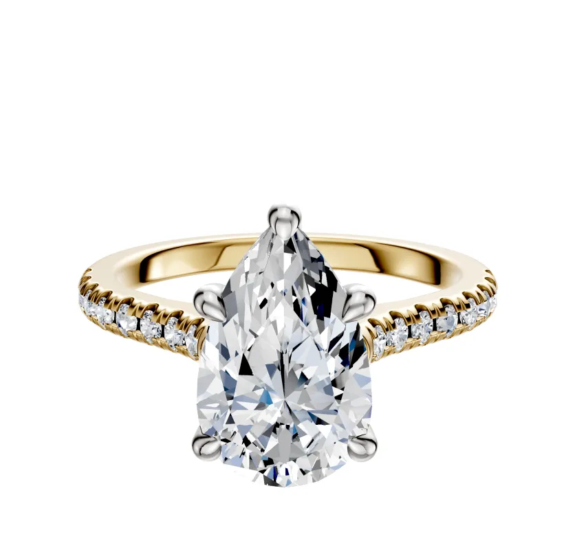 14K Two Tone 4 Prong Hidden Halo Cathedral Dome 1-Row-Pave 2.5mm Engagement Ring sold by Effy