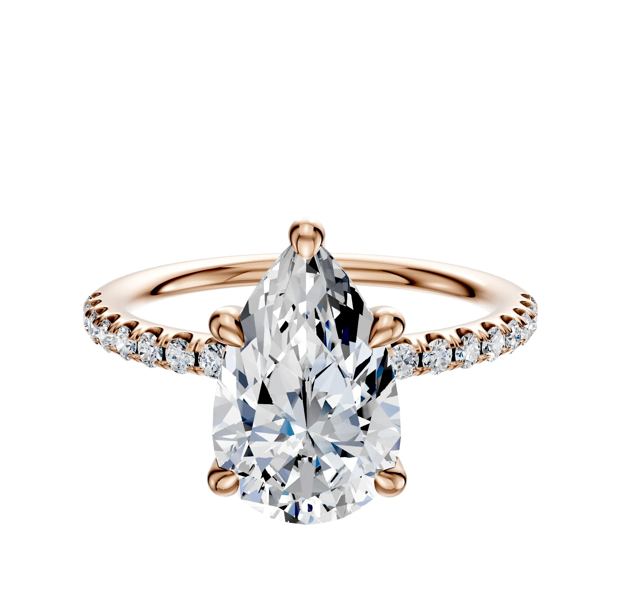 14K Rose Gold 4 Prong Hidden Halo Classic Dome 1-Row-Pave 2.5mm Engagement Ring sold by Effy