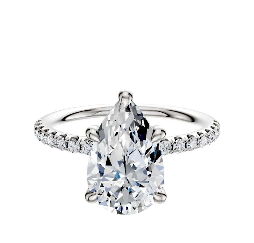 Platinum 4 Prong Hidden Halo Classic Dome 1-Row-Pave 2.5mm Engagement Ring sold by Effy