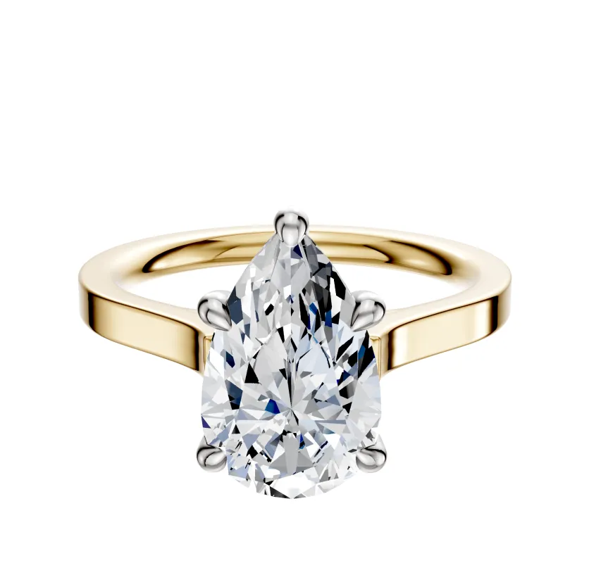 18K Two Tone 4 Prong Hidden Halo Cathedral Flat 2.0mm Engagement Ring sold by Effy
