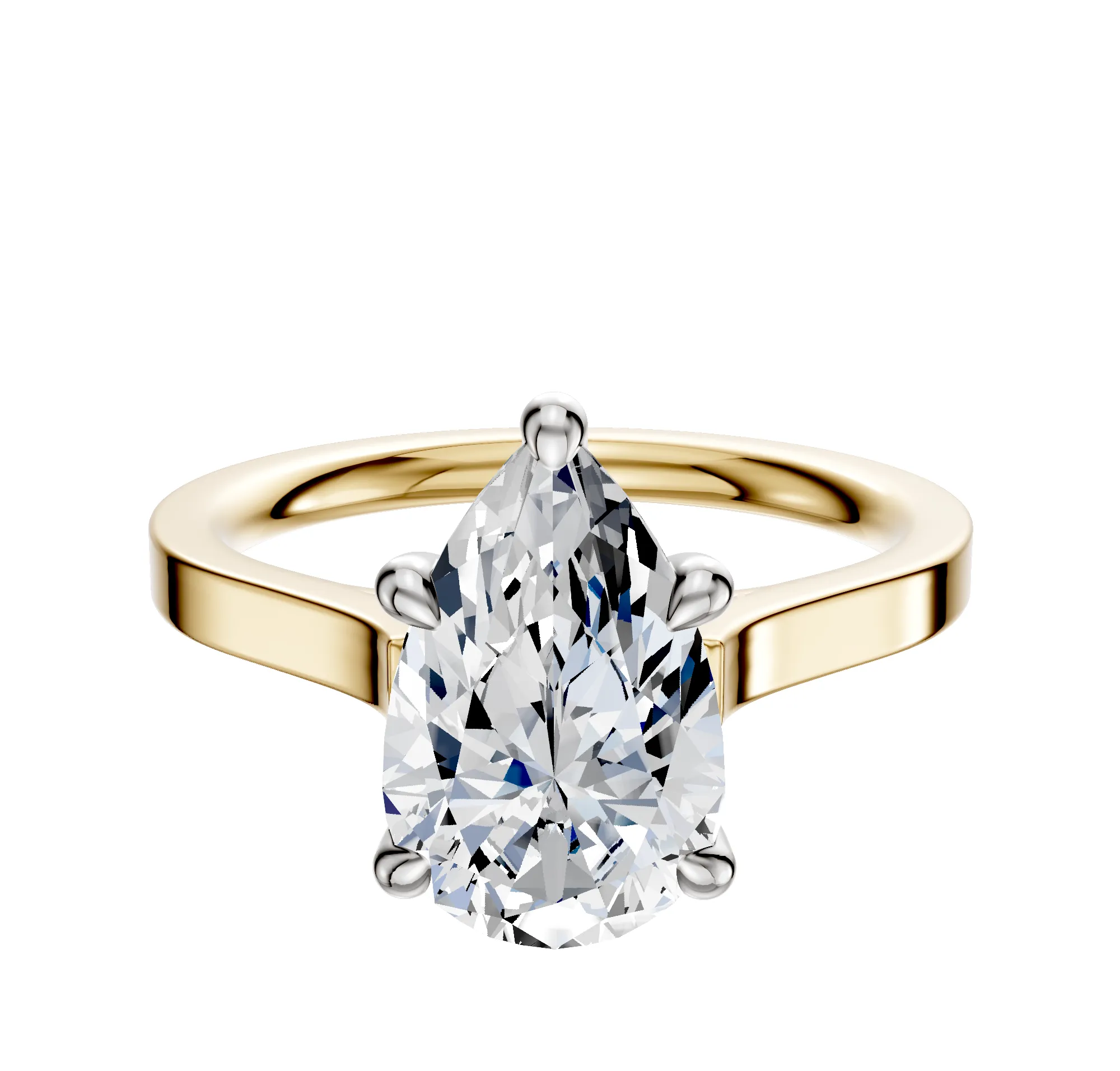 18K Two Tone 4 Prong Hidden Halo Cathedral Flat 2.0mm Engagement Ring sold by Effy