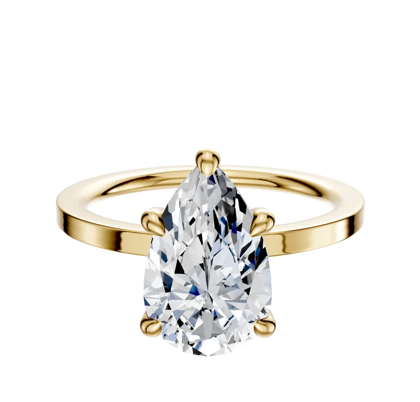 18K Yellow Gold 4 Prong Hidden Halo Classic Flat 1.5mm Engagement Ring sold by Effy