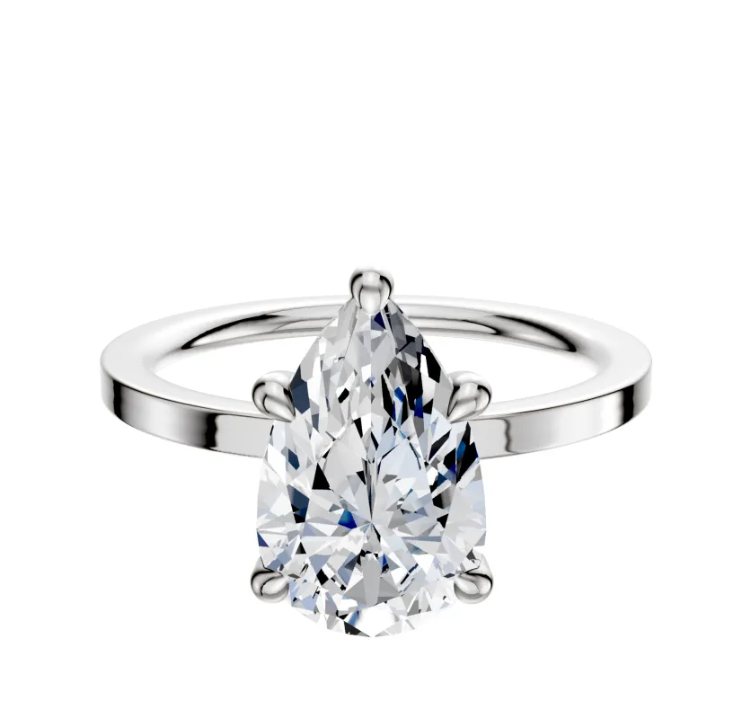 Platinum 4 Prong Hidden Halo Classic Flat 1.5mm Engagement Ring made by Effy