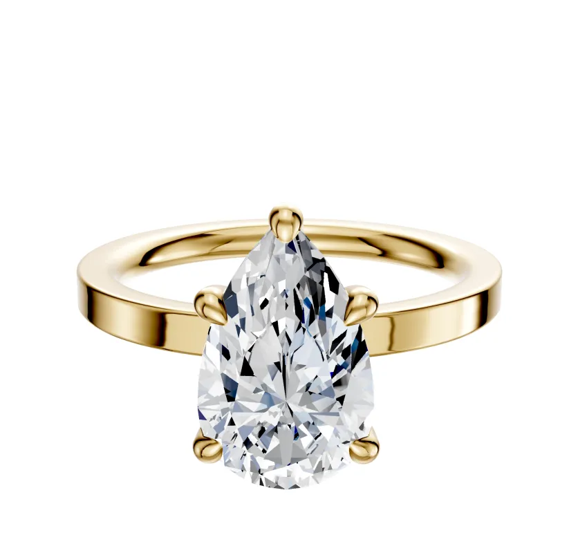 14K Yellow Gold 4 Prong Hidden Halo Classic Flat 2.0mm Engagement Ring sold by Effy