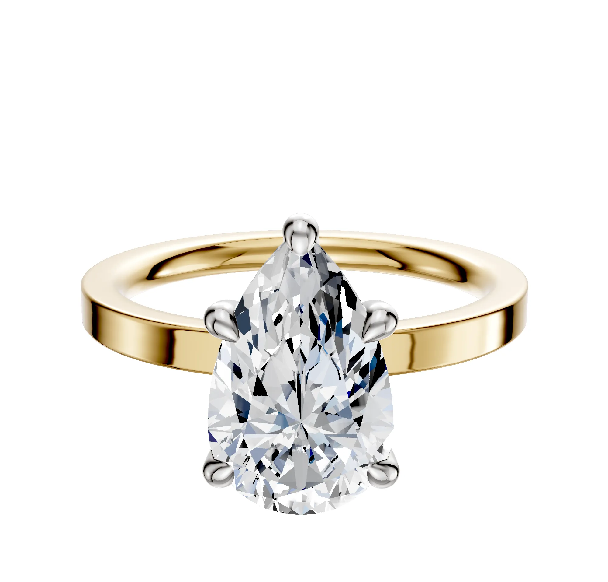 18K Two Tone 4 Prong Hidden Halo Classic Flat 2.0mm Engagement Ring sold by Effy