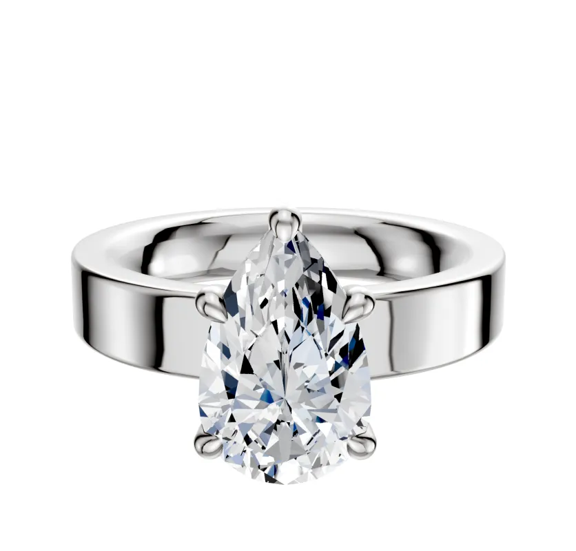 14K White Gold 4 Prong Hidden Halo Classic Flat 4.0mm Engagement Ring made by Effy