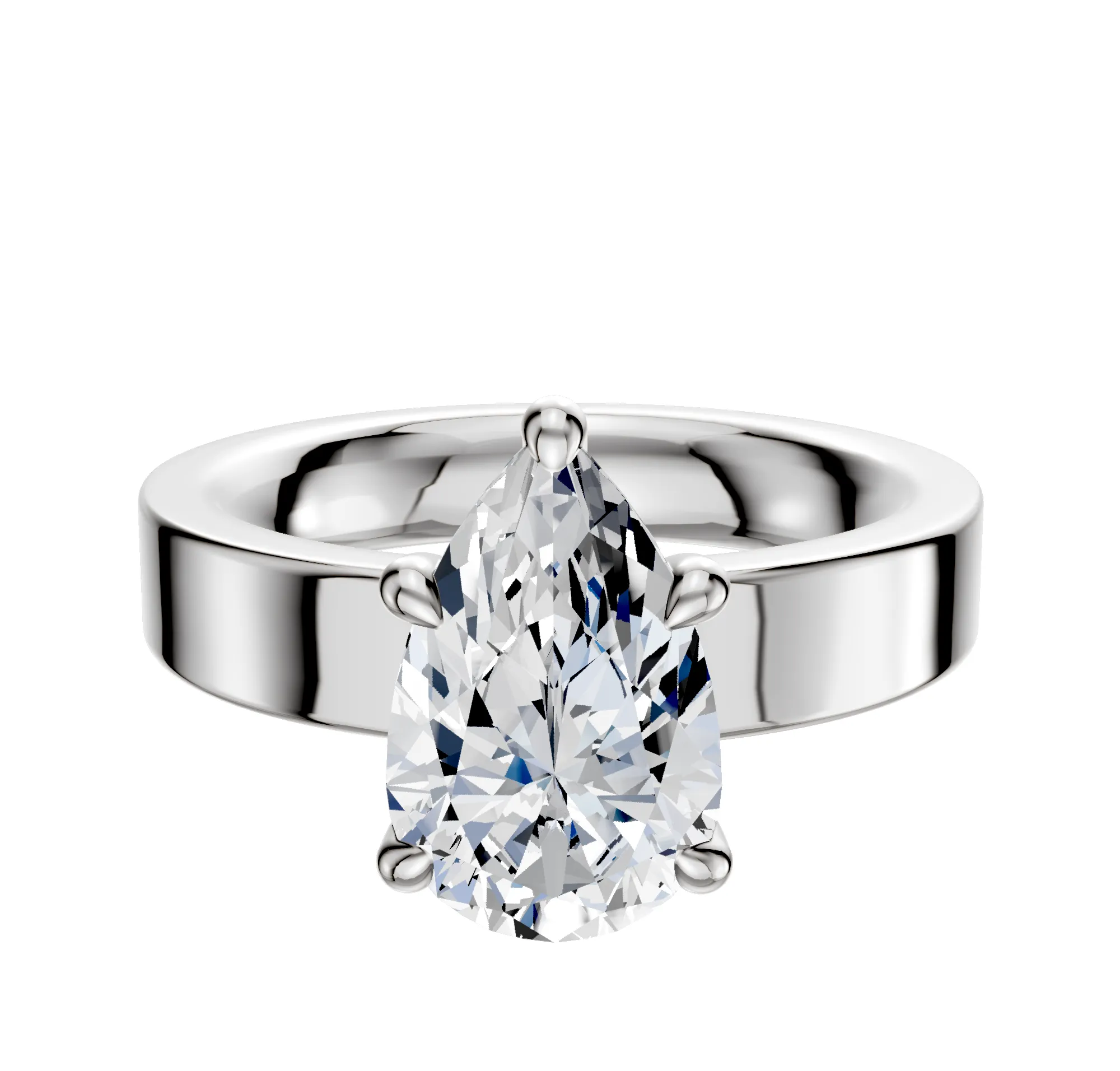 14K White Gold 4 Prong Hidden Halo Classic Flat 4.0mm Engagement Ring sold by Effy
