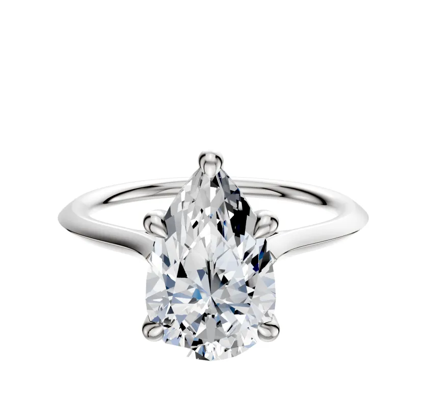 18K White Gold 4 Prong Hidden Halo Cathedral Knife Edge 1.5mm Engagement Ring sold by Effy