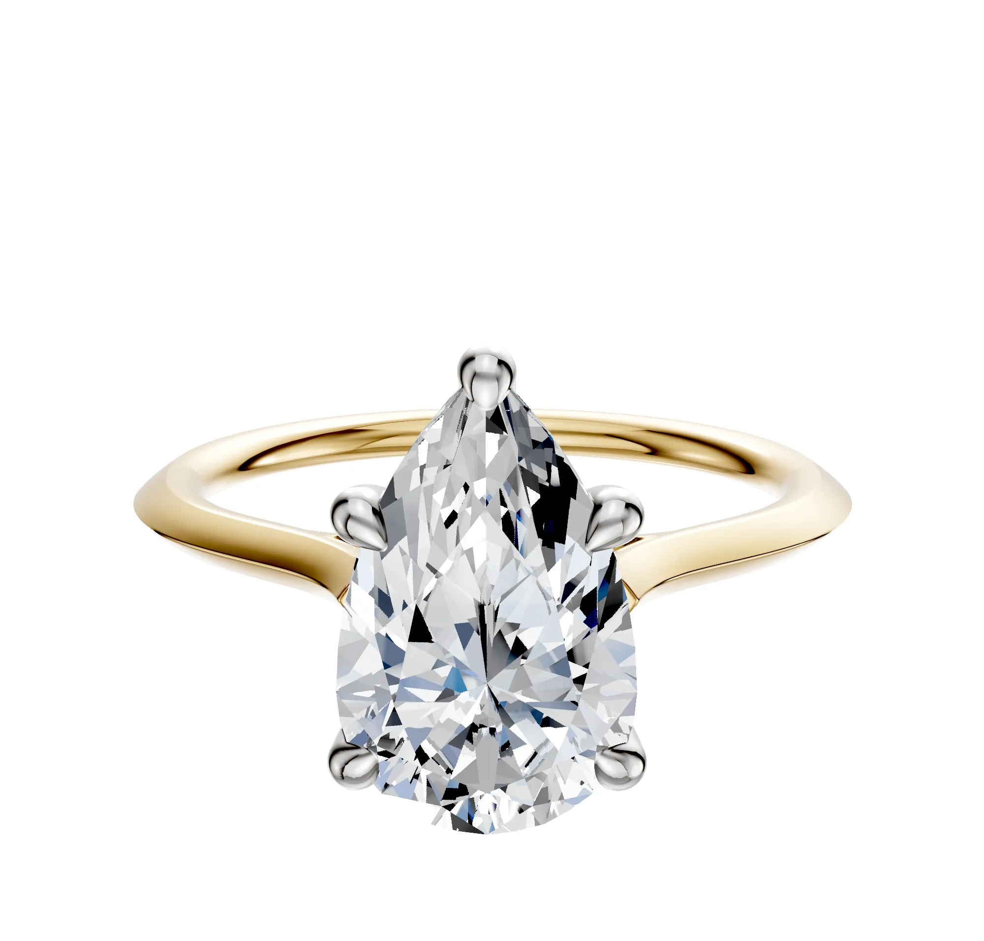 14K Two Tone 4 Prong Hidden Halo Cathedral Knife Edge 1.5mm Engagement Ring sold by Effy