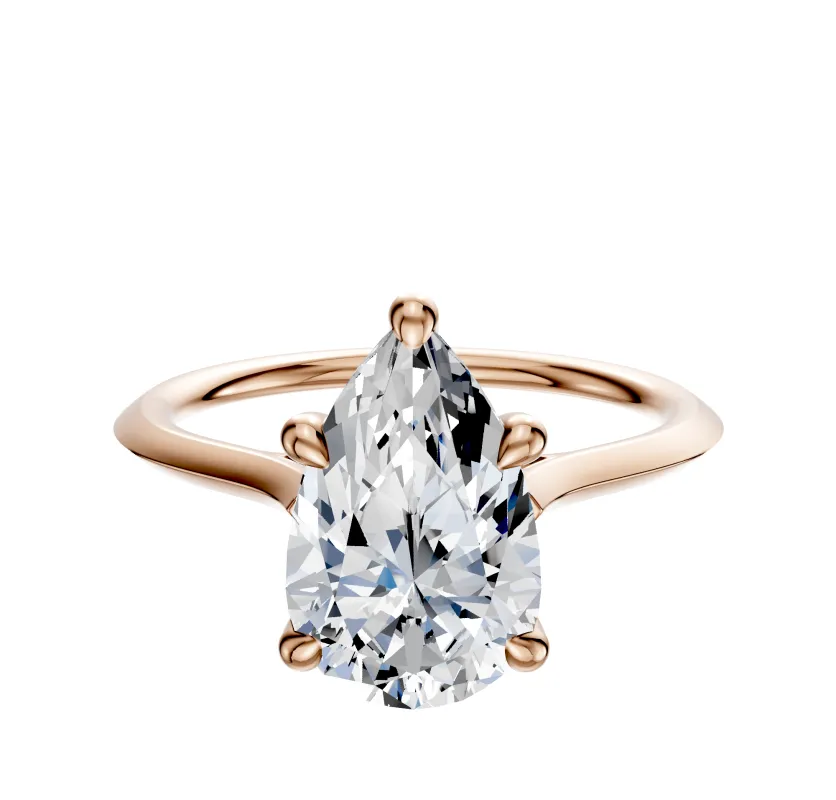 14K Rose Gold 4 Prong Hidden Halo Cathedral Knife Edge 1.5mm Engagement Ring sold by Effy