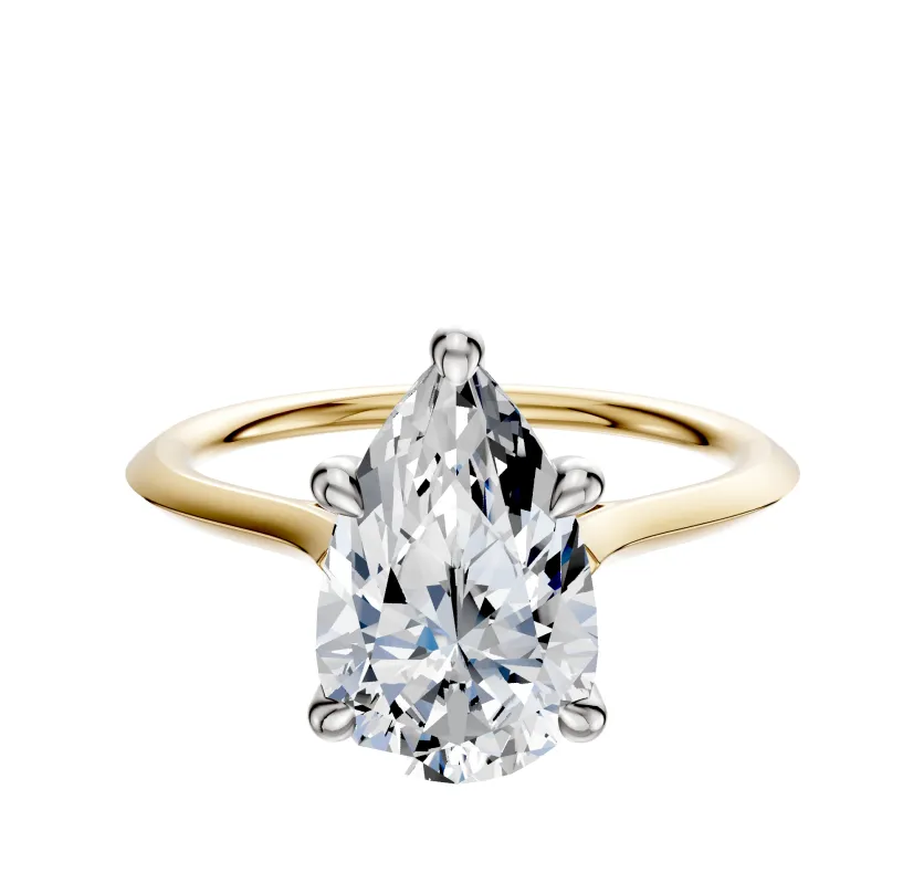 18K Two Tone 4 Prong Hidden Halo Cathedral Knife Edge 1.5mm Engagement Ring sold by Effy