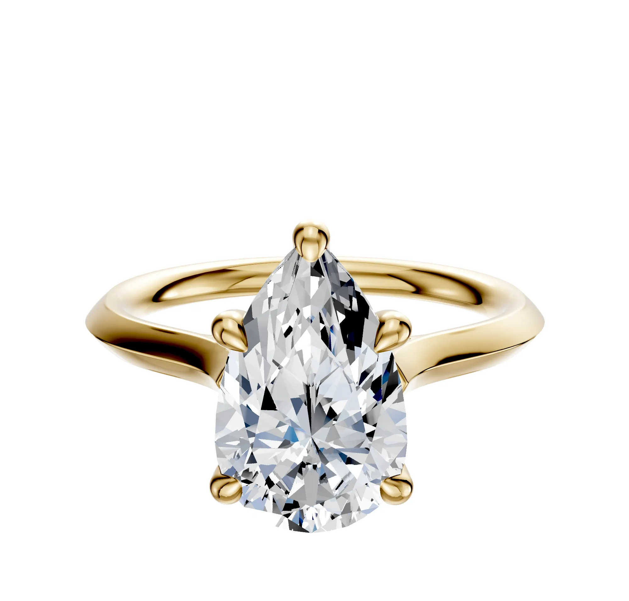 18K Yellow Gold 4 Prong Hidden Halo Cathedral Knife Edge 2.0mm Engagement Ring sold by Effy