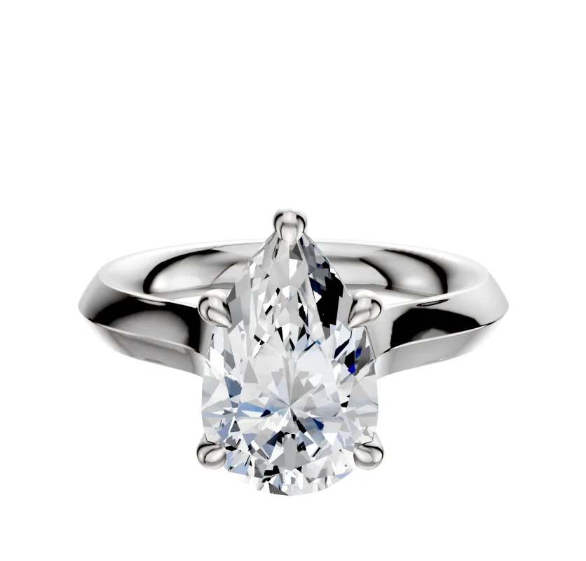 14K White Gold 4 Prong Hidden Halo Cathedral Knife Edge 3.0mm Engagement Ring made by Effy