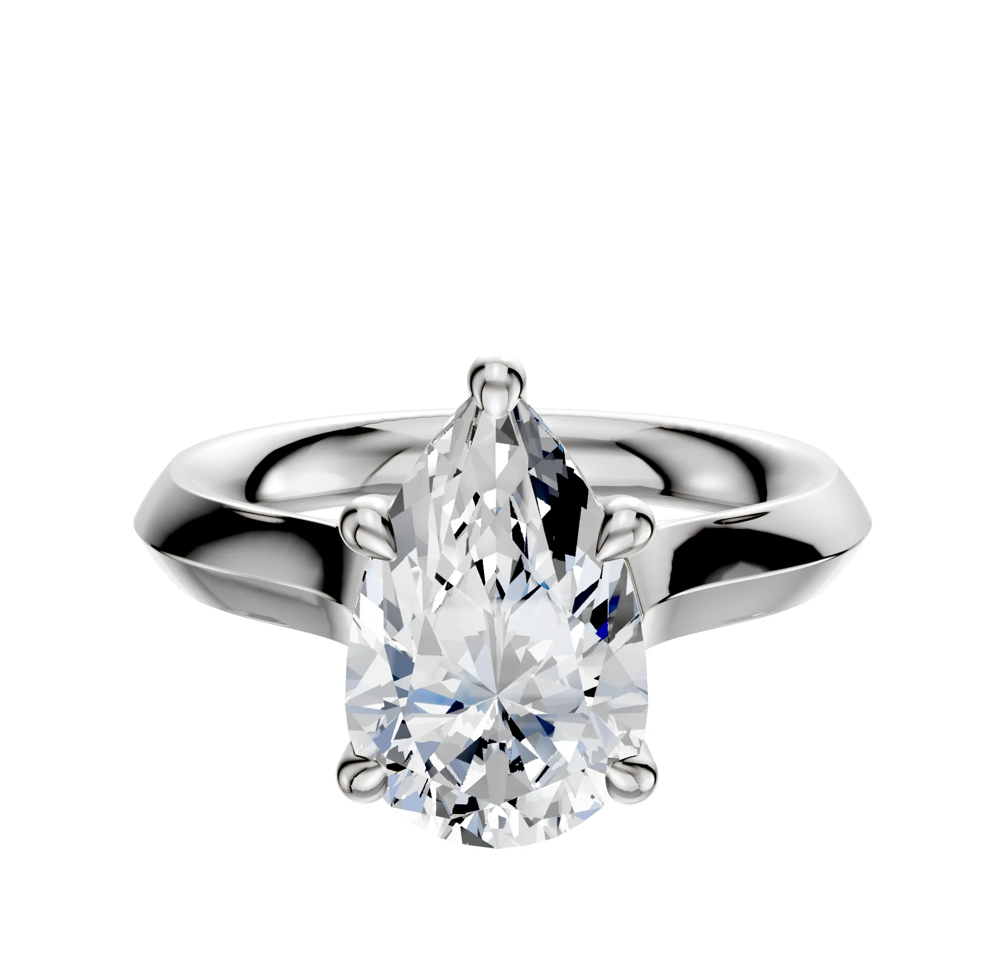 14K White Gold 4 Prong Hidden Halo Cathedral Knife Edge 3.0mm Engagement Ring sold by Effy