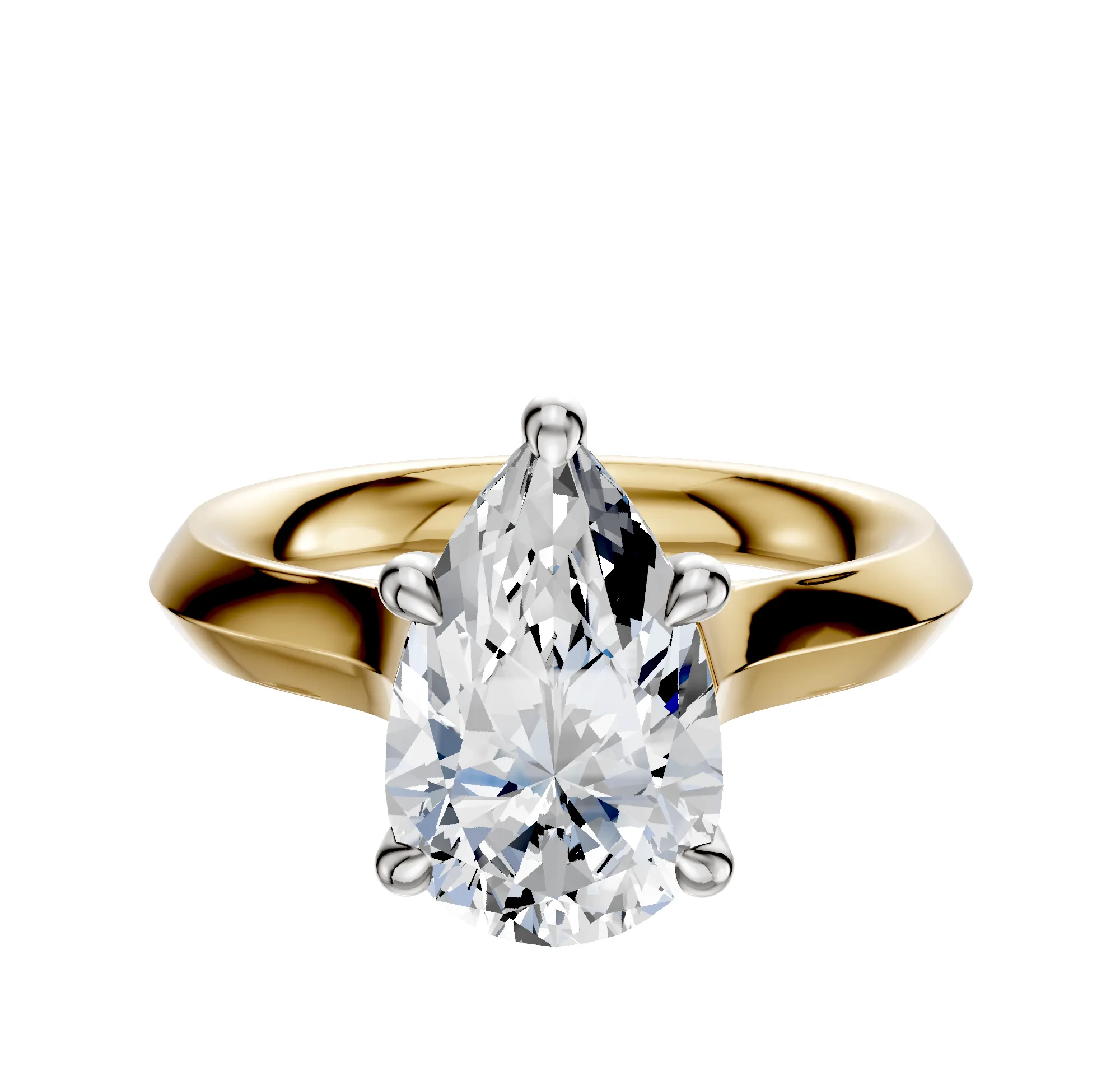 14K Two Tone 4 Prong Hidden Halo Cathedral Knife Edge 3.0mm Engagement Ring sold by Effy