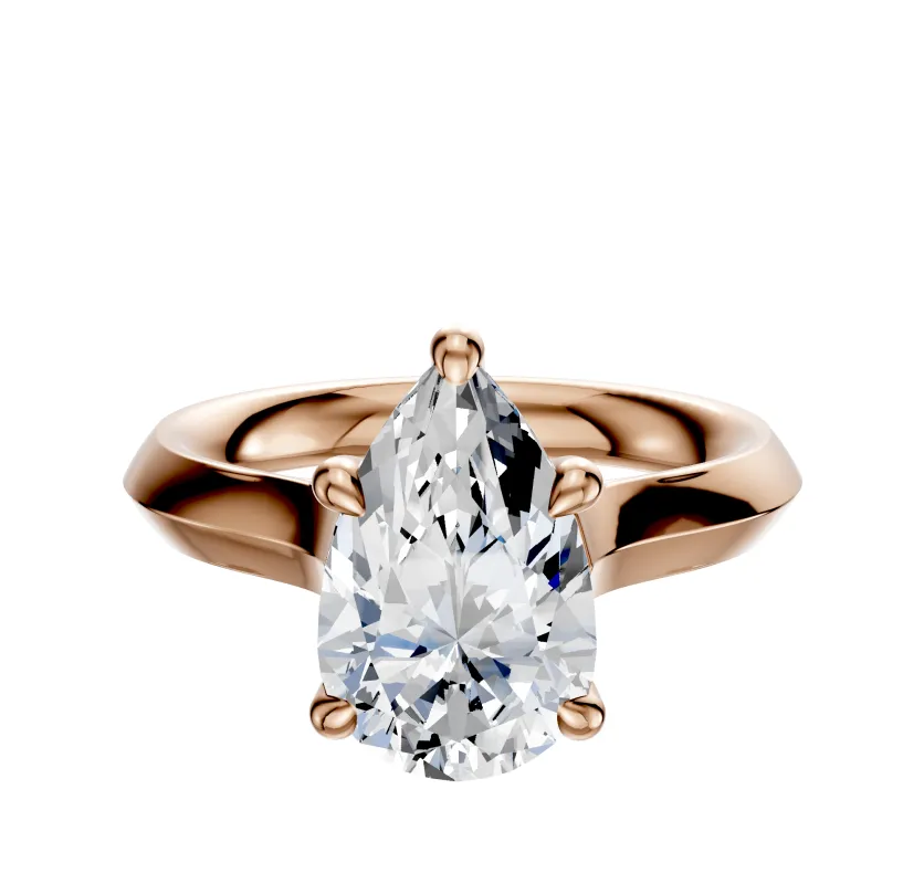 18K Rose Gold 4 Prong Hidden Halo Cathedral Knife Edge 3.0mm Engagement Ring sold by Effy