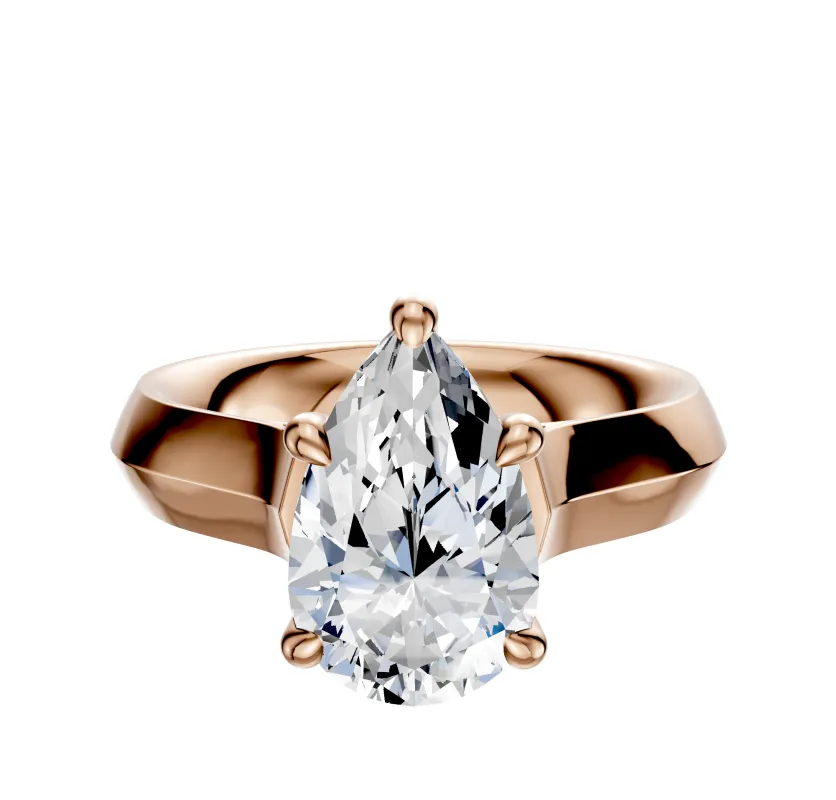14K Rose Gold 4 Prong Hidden Halo Cathedral Knife Edge 4.0mm Engagement Ring made by Effy