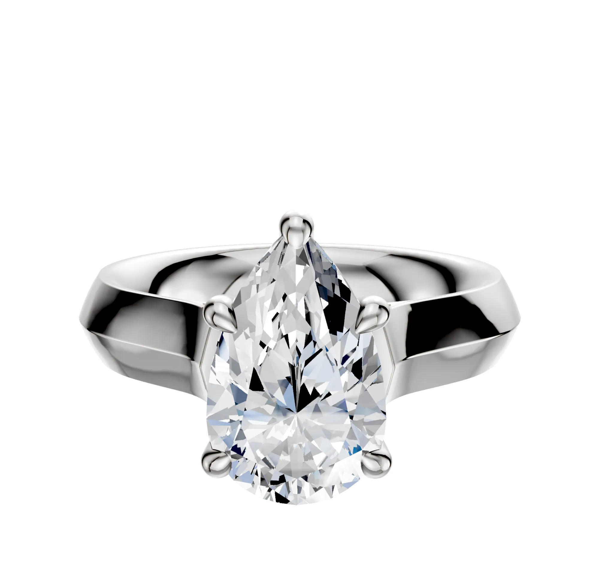 18K White Gold 4 Prong Hidden Halo Cathedral Knife Edge 4.0mm Engagement Ring sold by Effy