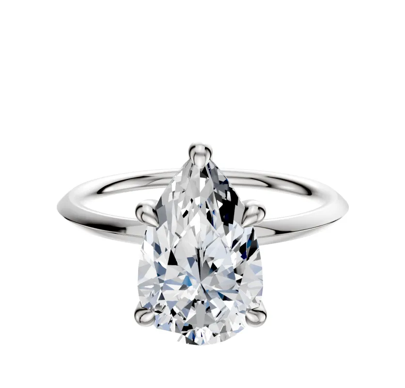14K White Gold 4 Prong Hidden Halo Classic Knife Edge 1.5mm Engagement Ring made by Effy