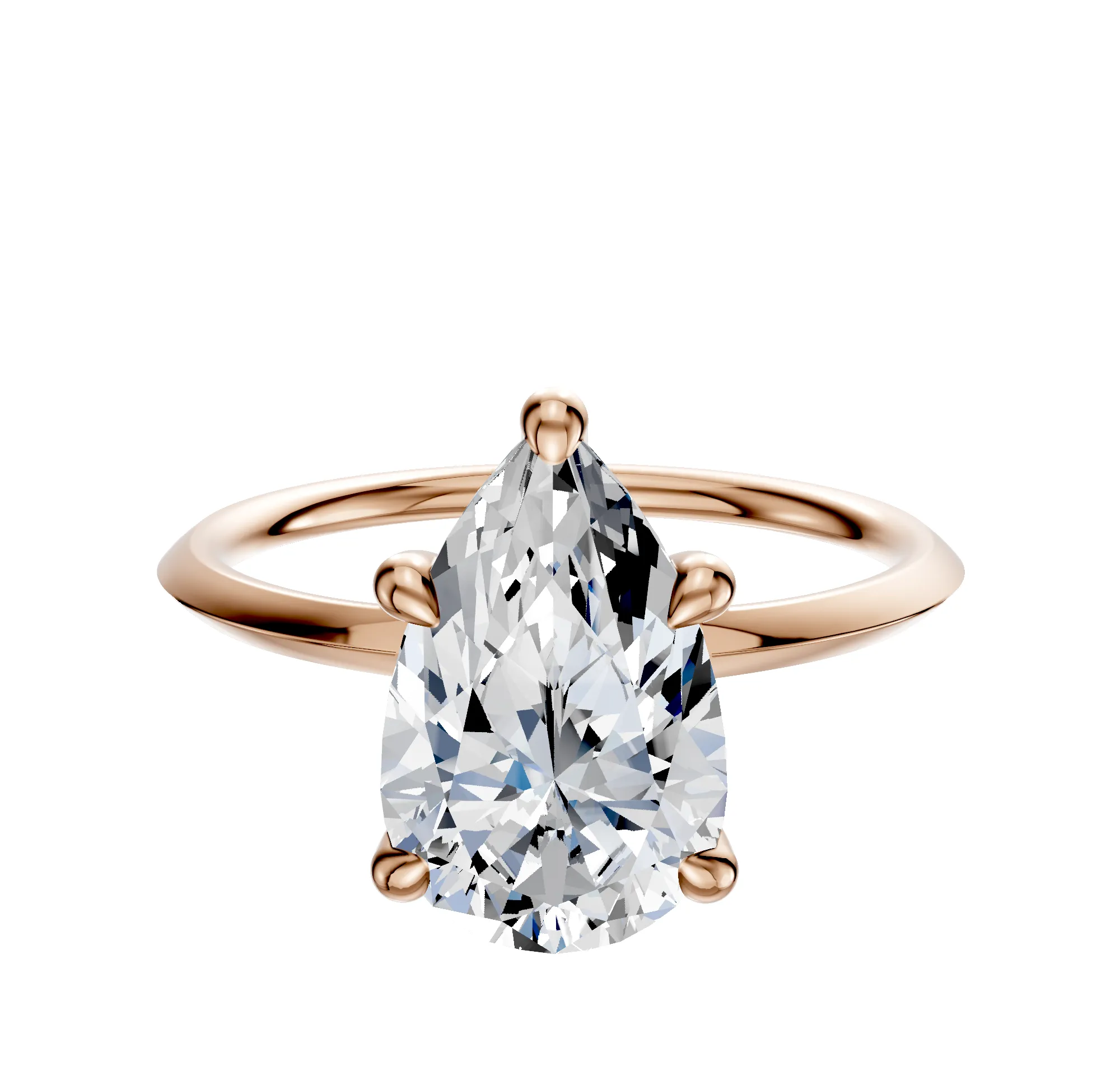 14K Rose Gold 4 Prong Hidden Halo Classic Knife Edge 1.5mm Engagement Ring sold by Effy