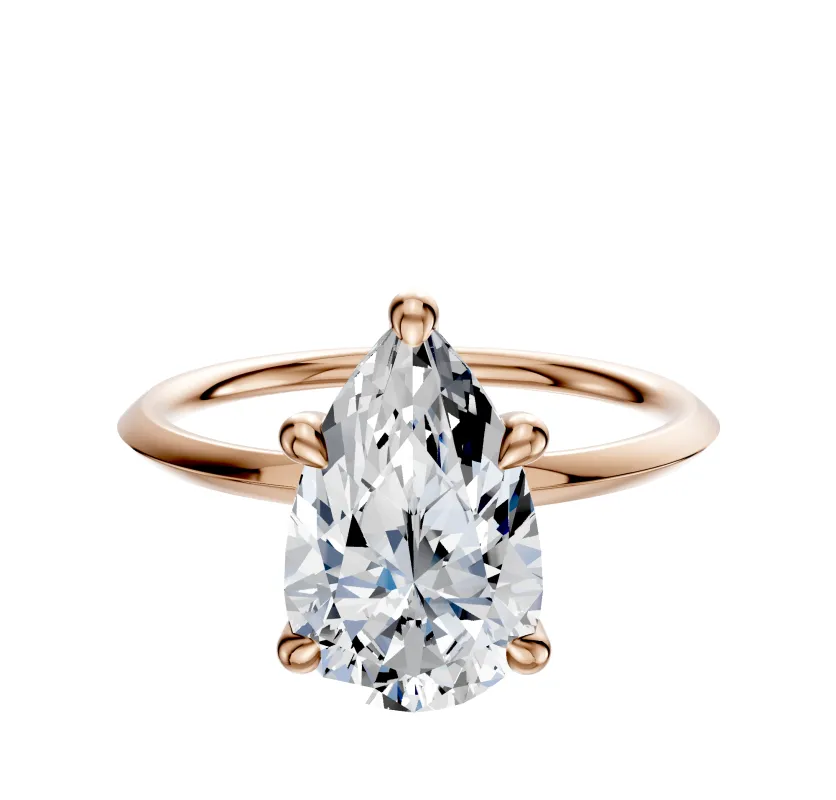 18K Rose Gold 4 Prong Hidden Halo Classic Knife Edge 1.5mm Engagement Ring made by Effy