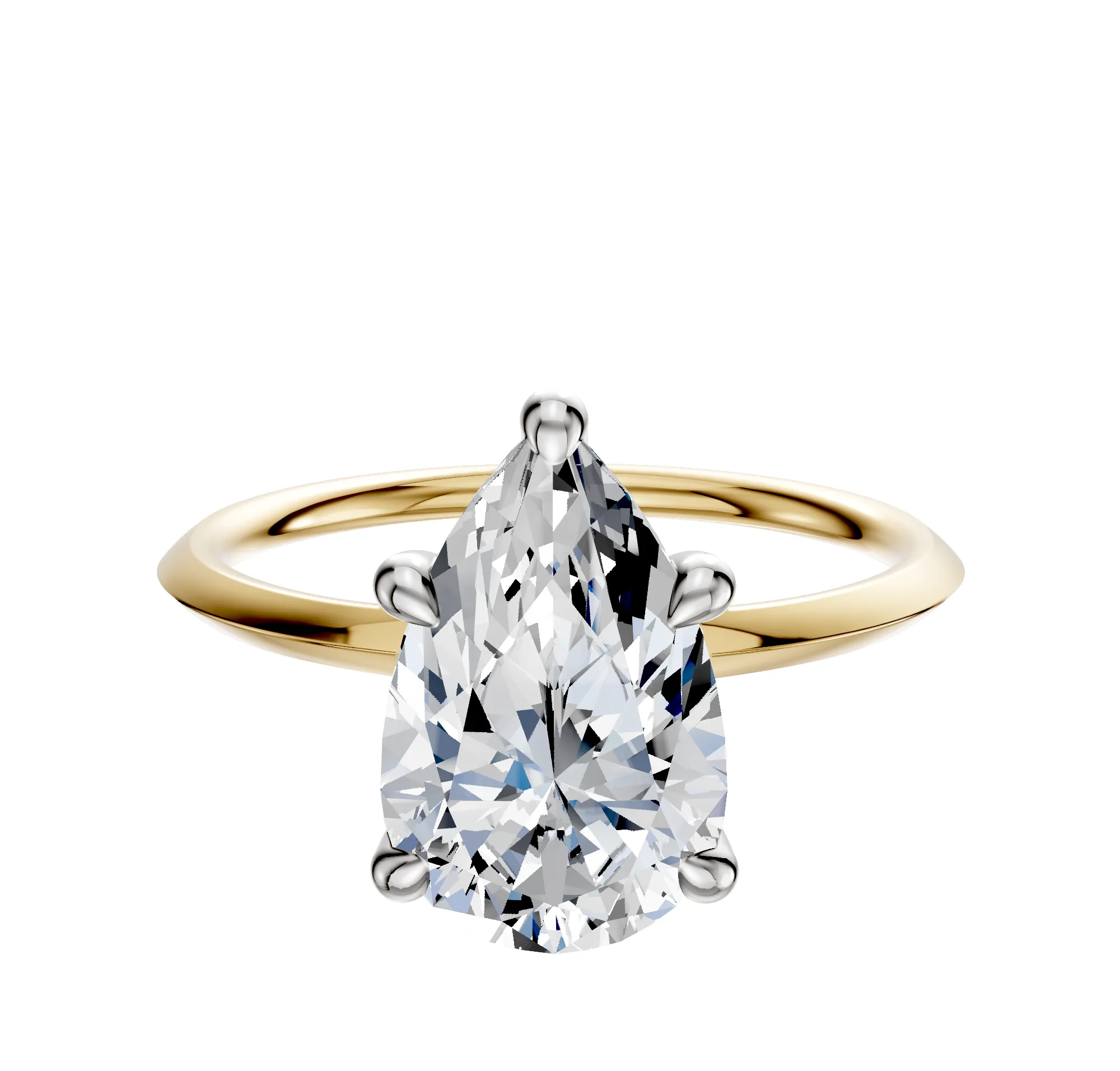 18K Two Tone 4 Prong Hidden Halo Classic Knife Edge 1.5mm Engagement Ring sold by Effy