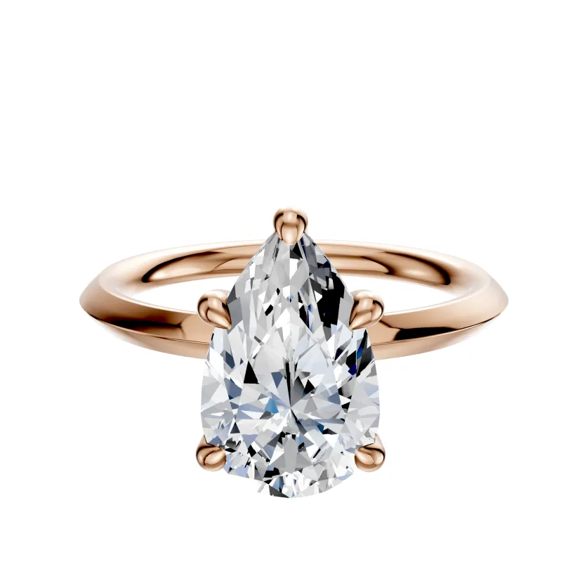 14K Rose Gold 4 Prong Hidden Halo Classic Knife Edge 2.0mm Engagement Ring sold by Effy