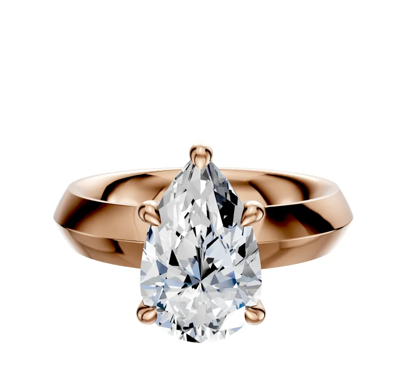 14K Rose Gold 4 Prong Hidden Halo Classic Knife Edge 4.0mm Engagement Ring sold by Effy